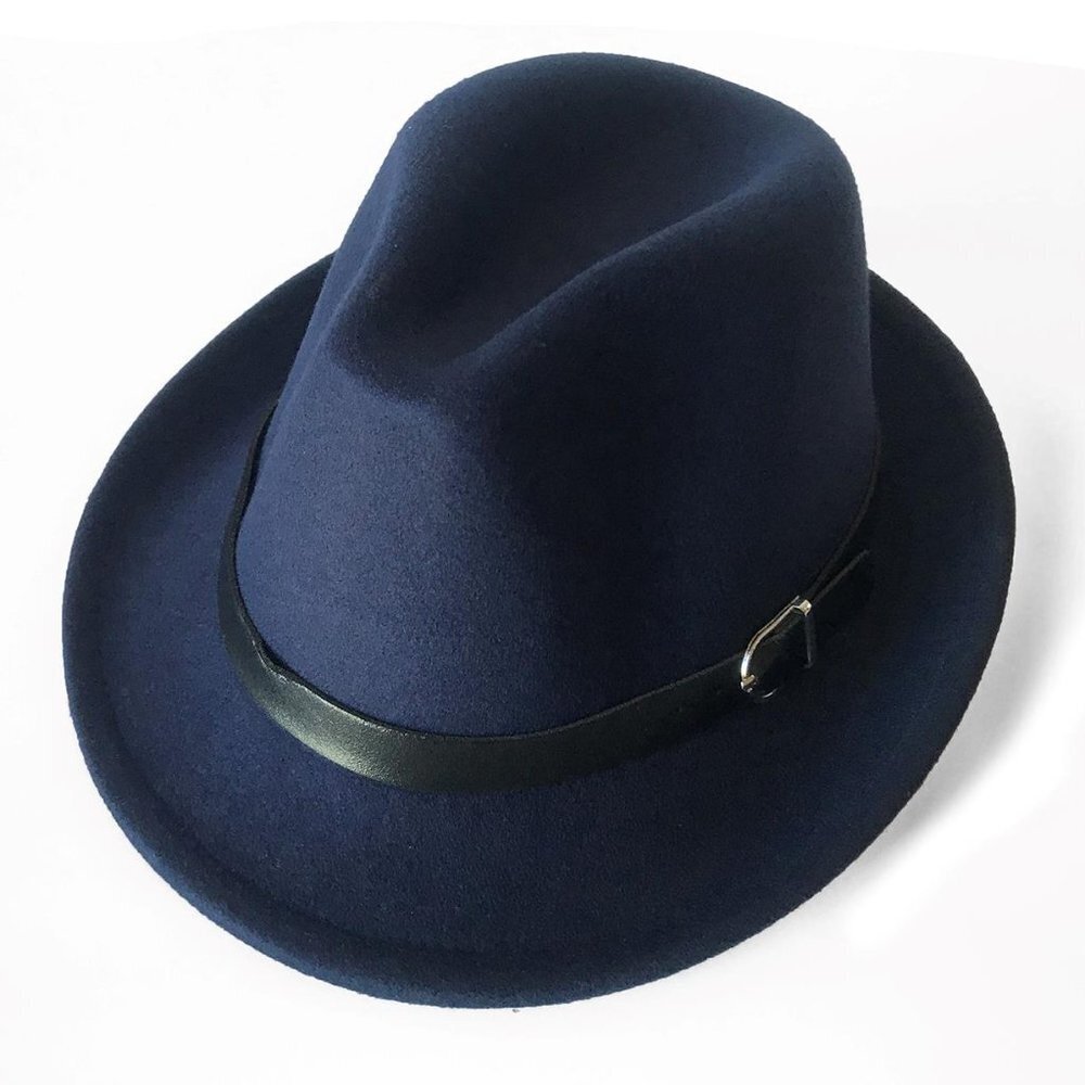 Women Men Classic Trilby Panama Leather Belt Buckle Wool Fedora Hat US -…